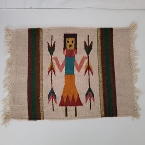 NATIVE AMERICAN NAVAJO Woven Corn Maiden Wall Hanging Wool Southwest